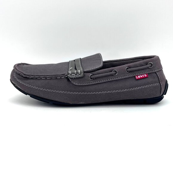 Levis Comfort Canvas Loafers Mens Size 9.5 Gray Textile Upper Casual Style Boat - Picture 15 of 16